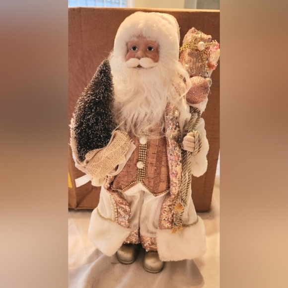 Elegant Santa Figurine with Glitter Accents Porcelain boots - Picture 1 of 3